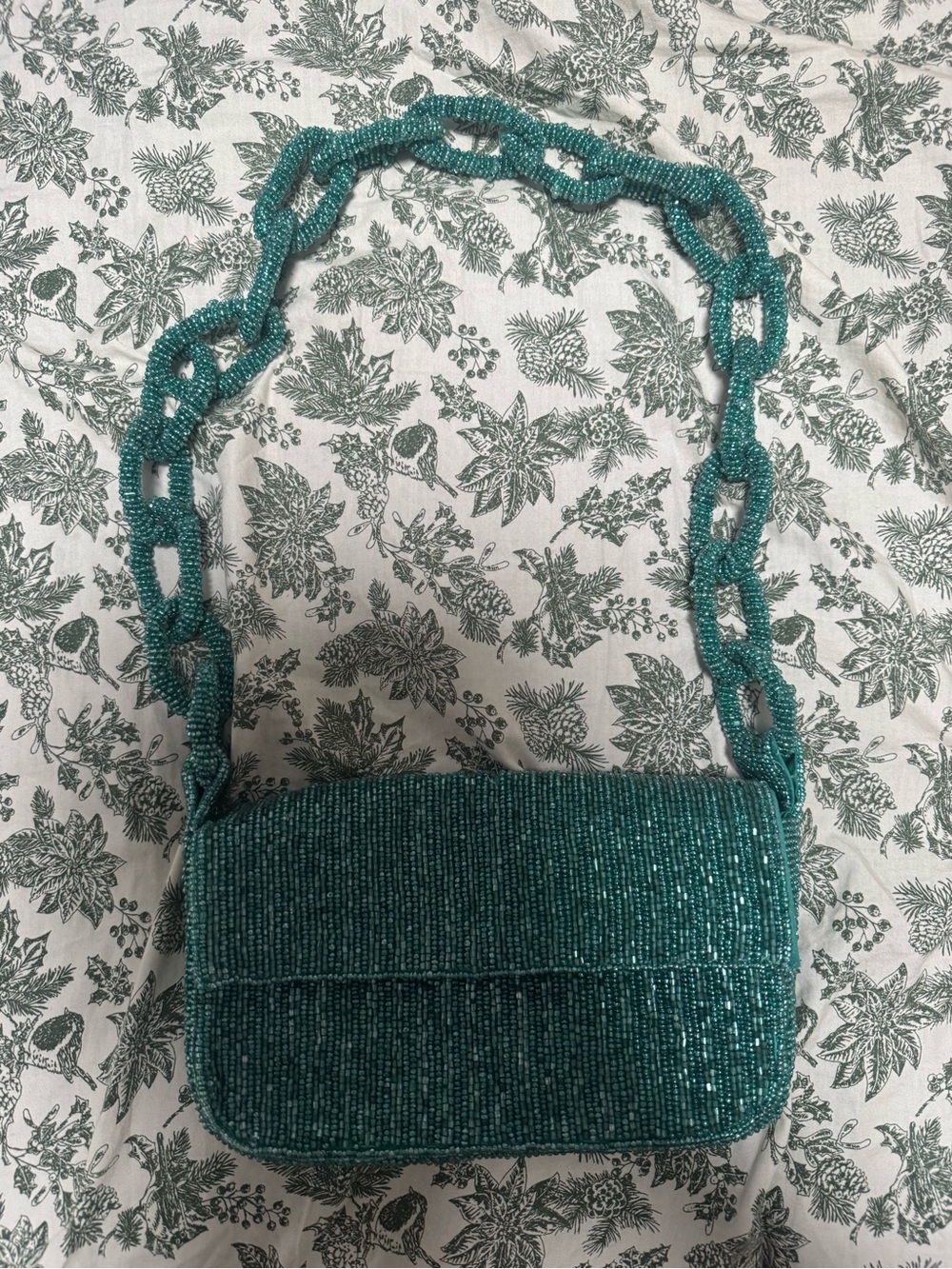 Teal beaded shoulder bag